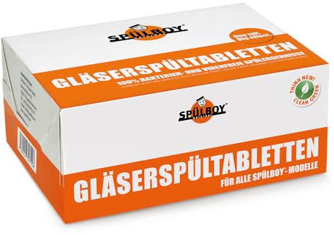 SPÜLBOY® Gläserspültabletten Neptun T2000 und Twin-Go T (48 Tabletten zum vierteln = 192 Anwendungen, 750g, je 4-6 Stunden Wirkungsdauer)