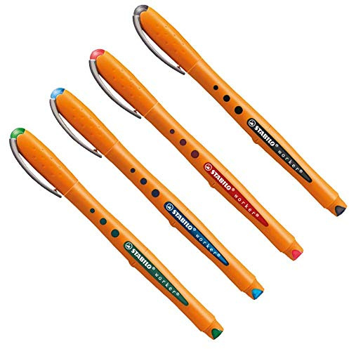 STABILO Worker+ Tintenroller, fein, Grün, 3 Stück