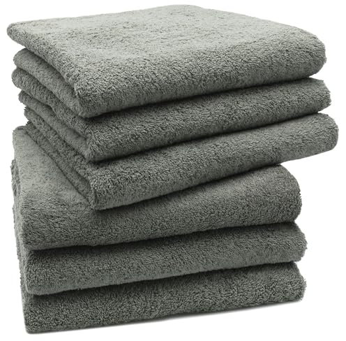 ZOLLNER 6er Set Handtücher in 50x100 cm - besonders weiche und saugstarke Gästehandtücher in Taupe - mit praktischem Aufhänger - waschbar bis 95°C - Baumwolle - Hotelqualität