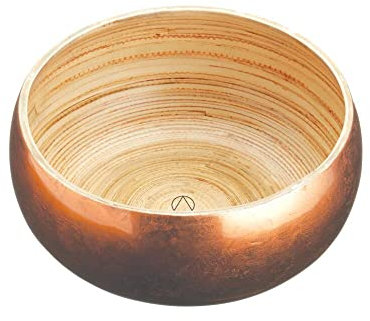 Artesà Bamboo Serving Salad Bowl with Copper Lacquer Finish, 17cm (6.5''), Gold