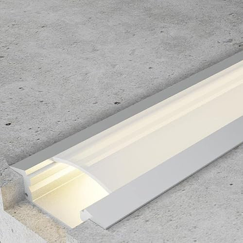LEDUNI ® Perfil Aluminio Perfil de Aluminio LED para Luces de Tira del LED con Cubierta Blanca Lechosa Los Casquillos de Extremo y los Clips de Montaje del Metal-Plata (Empotrable, 5 Unidades)