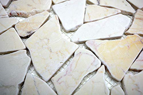 Mosaik Bruch/Ciot golden cream poliert mit Struktur Marmor Naturstein Küche, Mosaikstein Format: 15-69x8 mm, Bogengröße: 60 x 100 mm, 1 Handmuster ca. 6x10 cm