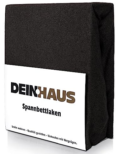 DH DEIN.HAUS Frottee Weiches Spannbetttuch 90 x 200 cm – Baumwolle, mit Gummizug, pflegeleicht, Bettlaken – Farbe: Schwarz