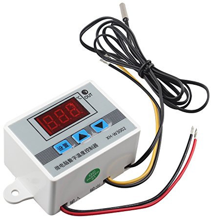 HALJIA xh-w3002 DC 24 V controlador digital de temperatura XH w3002 termostato con impermeable sonda 1 m calefacción o refrigeración 0.1 °C Precisión