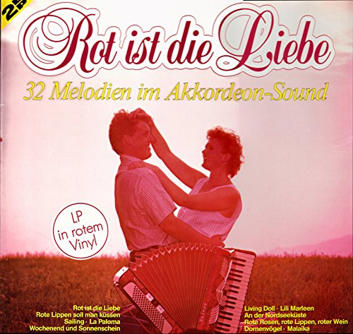 Rot ist die Liebe / 32 Melodien im Akkordeon-Sound / 1986 / Bildhülle / SR International 438739 und 438742 / Deutsche Pressung / 12 Zoll rotes Vinyl Doppel-Langspiel Schallplatte DLP /