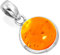 Jeweloporium Orange Bernstein Silber Halskette, 925 Sterling Silber Anhänger für Damen, klobiger runder Edelstein Boho Schmuck