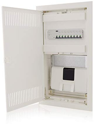 Intratec Multimediaverteiler & Sicherungskasten Kombi Unterputz 592x346x92mm 1-reihig für 12+2 Module Verteiler IP30 Stahltür Kommunikationsverteiler