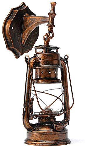 SENDERPICK Vintage Wandleuchte Retro Antike Vintage Rustikale Wandleuchte Industriestil Glasschirm Außenleuchte(Gelbe Bronze)