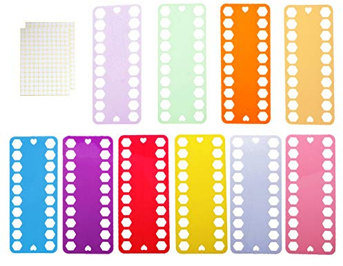 Embroidery Floss Organizer, 10 Pcs Plastic Cross Stitch Thread Holder Storage Tool + 2 Sheet Label Tags, Needlework Project Card Embroidery Finishing Board Craft Tools, Random Color (Hexagon)