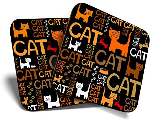 Great Coasters #13125 Untersetzer, quadratisch, glänzend, für jeden Tisch, Katzenliebhaber, Katzenpfoten, Katzen, Katzen, 2 Stück