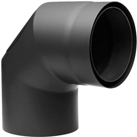raik SH30004781-sw Tuyau de poêle double paroi avec isolation Noir Diamètre 150 mm 90 ° avec ouverture de nettoyage