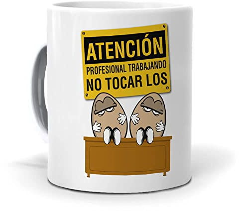 mundohuevo Taza Profesional Trabajando, no Tocar los Huevos