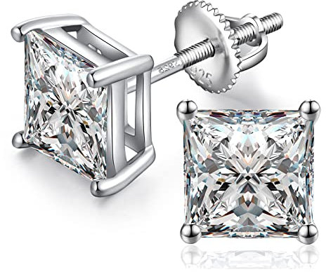 Boucle D'oreille Homme Boucle D Oreille Hommes Diamant Pour Femmes Hommes Boucles D'oreilles Diamant Carré Clous D'oreille Or Blanc à Vis