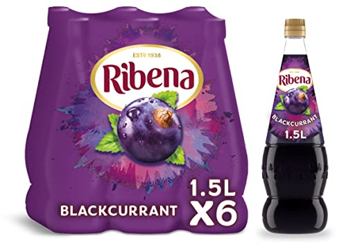 Ribena Blackcurrant Squash 6 bottles x 1.5L – Real British Blackcurrants | Rich in Vitamin C | No Artificial Colours or Flavours | 100% Recycled Plastic Bottle