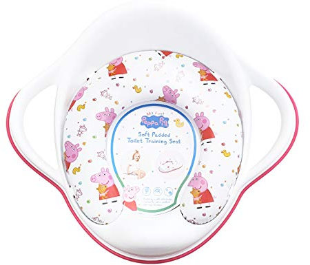Peppa Pig Weich gepolsterter WC-Sitz, weiß/rosa, tragbares Töpfchen, abnehmbares Kissen, leicht abwischbar, antihaftbeschichtet, leicht, ab 18 Monaten, max. Gewicht 25 kg