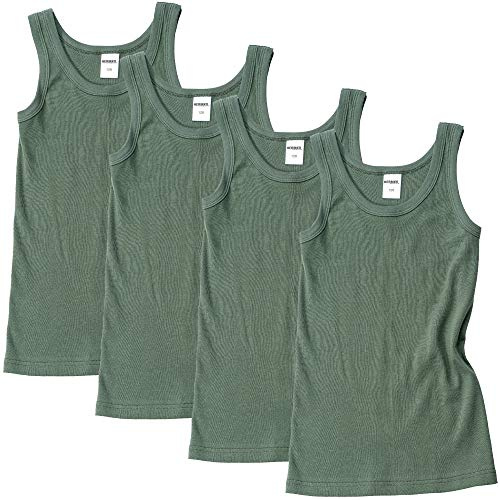 HERMKO 2800 4er Pack Jungen Unterhemd (Weitere Farben) Bio-Baumwolle, Farbe:Olive, Größe:176