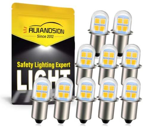 Ruiandsion 10 Stück P13,5S LED-Taschenlampen-Birnen Gelb 2835 8SMD-Chips 4,5V 6V Lampen
