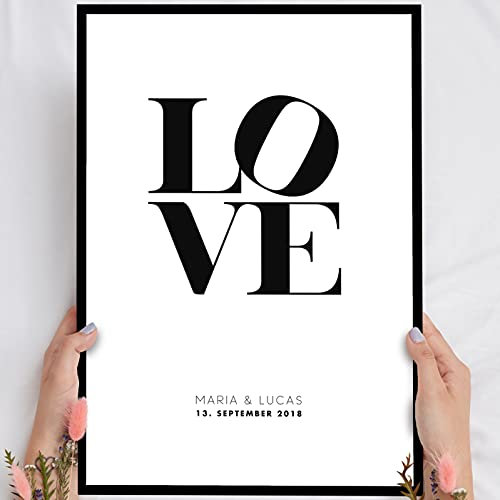 Elbeffekt Holzbild Love Freunde - personalisierbar zum Hinstellen/Aufhängen optional beleuchtet, Liebe Geschenk mit Spruch auf Holz - Wand-Bild Aufsteller Dekoration - persönliches Geschenk