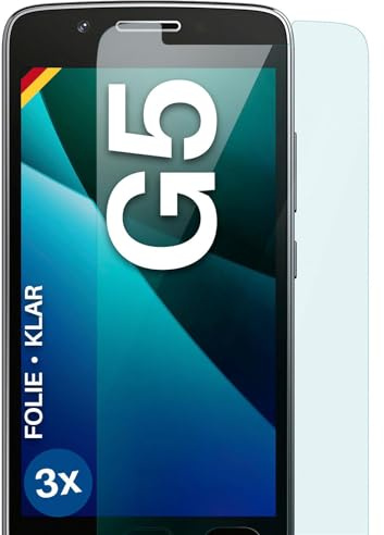 moex für Motorola Moto G5 Schutzfolie Displayschutz Folie Ultra-klar HD 0,2 mm kompatibel mit jeder Hülle, Anbringen ohne Blasen, Handyfolie Extra Kratzfest, FlexProtect 3 Stück