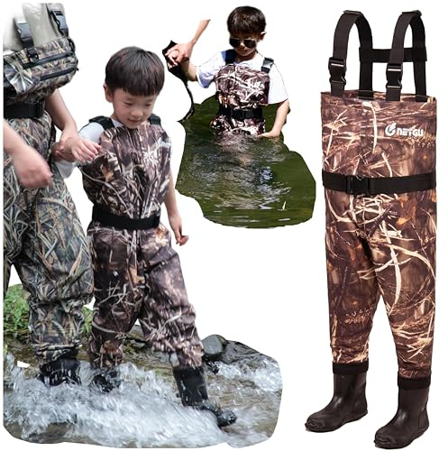 NEYGU toddler, teens waders, child chest wader with boots, kids fishing wader