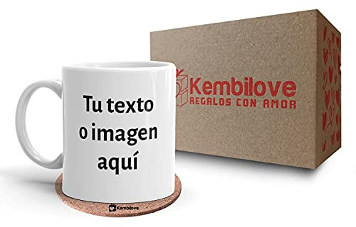 Kembilove Tazas desayuno Personalizadas con Foto – Regalos originales para hombre – Tazas originales para regalar – Capacidad 350 ml – Taza personalizada con el Interior en Color Blanco
