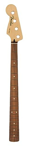 Fender Player Jazz Bass LH Hals, Modern C, Pau Ferro, 20 Bünde, 9.5 | Ersatzhals für Linkshänder E-Bass, Pau Ferro Griffbrett, Modern C Profil, 20 Medium Jumbo Bünde, 9.5 Radius, Player Series