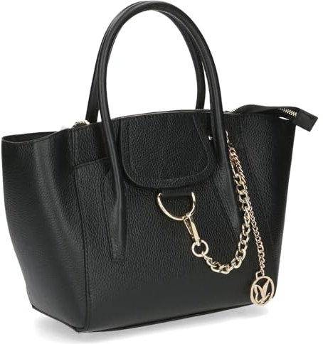 CAPRICE Damen Henkeltasche aus Leder Mittelgroß, Schwarz (Black Nappa), 1