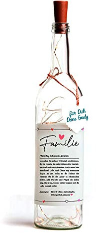 Himmelsflüsterer - LED Flaschenlicht Nr. 1 Definition mit süßem Definitions-Spruch | Familie Geschenk | Dekoflasche mit LED Beleuchtung | Geschenke für Familie Geburtstag | inkl. Batterien