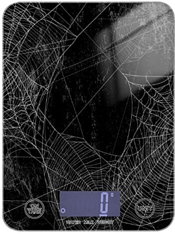 Poeticcity Vintage Spider Web Against Retro Black Halloween Wall Tempered Glass Kitchen Scales, Digital Weight Grams and Oz Food Scales for Cooking Baking Meal Prep Home Weight Loss Health Diet