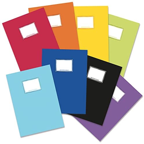 Papierdrachen 8 hochwertige Heftumschläge aus Papier für Kinder | DIN A4| Motiv einfarbig - Heftschoner ideal für die Schule - Heftumschlag 250g/m² - Set Nummer 5