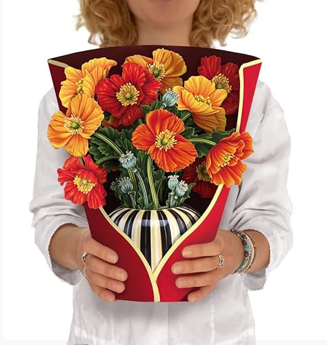 Freshcut Paper Pop-Up-Karten, französische Blüten, 30,5 cm, lebensgroß, Blumenstrauß, 3D-Popup-Grußkarten mit blanko Karte und Umschlag