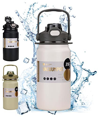 ZoraVson Gourde Isotherme 1.3L,Bouteille d'Eau en Acier Inoxydable,Revêtement Plaqué Cuivre, Isolation Thermique à Double Paroi, Options de Consommation Directe Et Par Inhalation