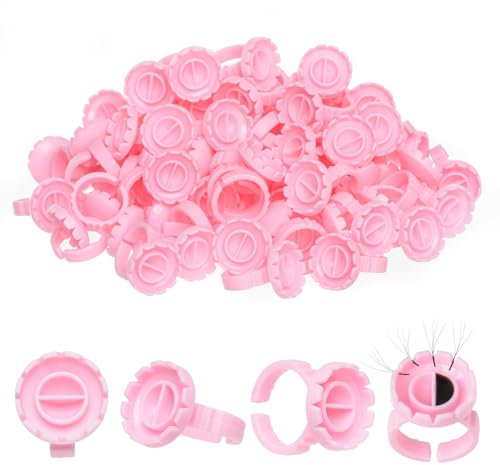 POCMKO Lash Extension Supplies Professional, 300PCS Lashes Ring for Lash Artist, Lash Tech Deals, Lashing Glue Rings, Lash Glue Cups for Volume Lashes Fan Making, Eyelash Extension Glue Holders.
