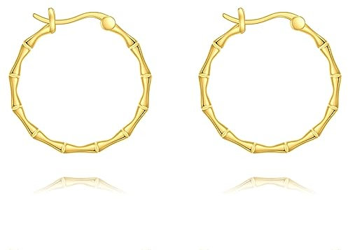 Silber Bambus Creolen Sterling Silber Kreis Endlos große Creolen Schmuck Modisch Vergoldet Creolen für Damen und Mädchen