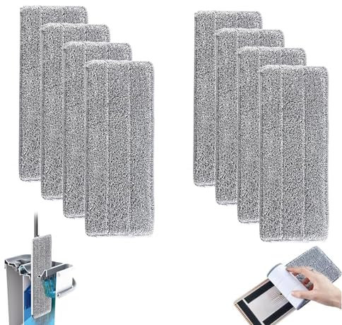 8 Piezas Mopa de Microfibra Cabecera de Repuesto, Recambio Microfibra Mopa Escoba, Almohadillas De Fregona Lavables, para el Hogar, Oficina, Madera Dura, Mármol, Azulejo
