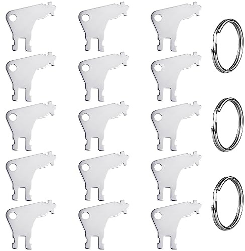 15pcs Toilet Paper Dispenser Keys with 3pcs Key Rings, Toilet Paper Dispenser Key Replacement Tissue Dispenser Key Paper Towel Dispenser Key for Janitors Maintenance Professionals