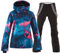 ALSOGO Damen Skianzug Schneeanzug Winddicht Wasserdicht Skifahren Snowboardjacke Trägerhose Set Zum Skifahren Snowboarden Klettern SMNGN+Black XL