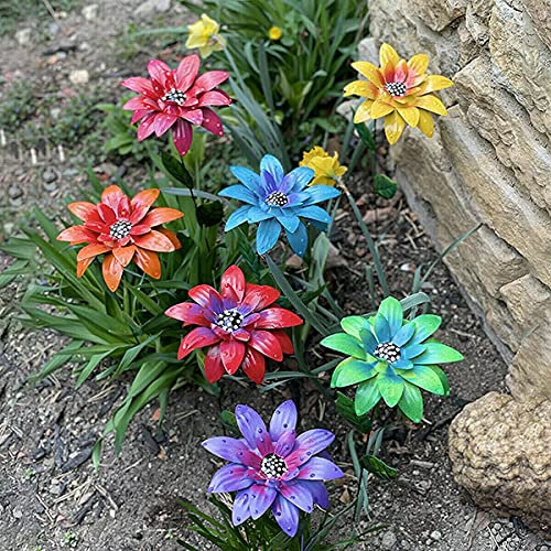 EHOTER Metall-Taglilie Blume Garten Pfahl Metall Blumen Outdoor Decor Stake Yard Art Dekoration Garten Metall Pflanze Blumen Stick Frühling Terrasse Dekor (7 Farben)