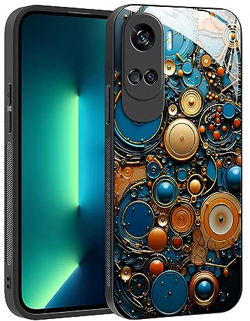 YUXING Cover per Honor 90 Lite 5G - Abstact Art Geometry Pattern Antigraffio Vetro Back Cover, Custodia Antiurto Antiscivolo Sottile (Abstact Art,03)