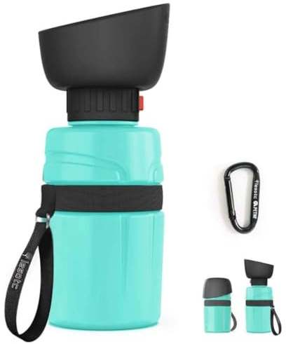 Lotus Bouteille d'eau pour Chien Portable de Voyage, 520 ML Gourde pour Chien pour Les déplacements, sans BPA, Anti-Fuite, Gourde d'extérieur pour Marcher, randonnée (Vert)