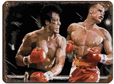 Rocky IV Ivan Drago vs Rocky Balboa Poster Retro Poster Metall Blechschild Chic Art Retro Eisen Malerei Bar Menschen Höhle Cafe Familie Garage Poster Wanddekoration 30 x 40 cm