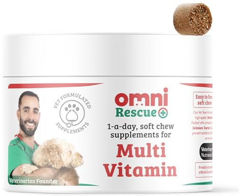 Omni Dog Supplements - Dragons’ Den Winners One-a-Day Multi-Vitamin Dog Chews, Supplement Home Cooked Diet, Nutrients and Vitamins to Prevent Nutritional Deficiencies, 30 Servings Medium 15-30 Kg