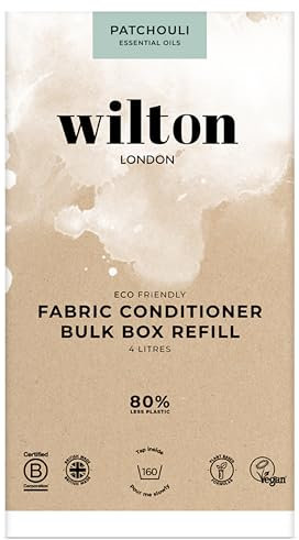 Wilton London Patchouli Eco-Friendly Gentle Fabric Conditioner 160 Washes (4L) Refill - Vegan Plant-Based Biodegradable Natural Fabric Softener - Packed with Essential Oils for Long Lasting Fragrance