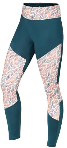 Ocun W Rhea Leggings Colorblock-Grün - Stylische komfortable Damen Kletterleggings, Größe L - Farbe Green Deep Teal