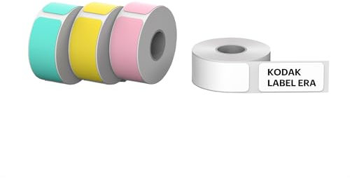 KODAK Label ERA M50 Sticker Label 12 Rollen Set (Weiß 9 Rollen, Pink/Grün/Gelb je 1 Rolle)