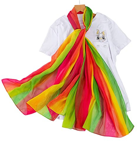 Ranuw Trendiger Sommer Schal Meer Für Damen Weicher Regenbogenfarben Wickel Lässig Coole Schals Tücher Foulard Damenzubehör Leichter Schal Für Damen Regenbogenfarben Leichter Schal Für Damen