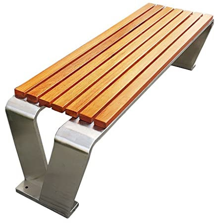 TUSUOD Park Bench Outdoor Stainless Steel Park Chair Wrought Iron Bench Community Square Garden Seat Garden Landscape Leisure Bench Outside Furniture(Preservative wood)