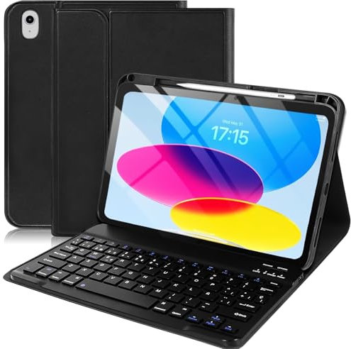 TENGWUDZ iPad 10.ª Generación Funda Teclado 10.9“ 2022, Inteligente Funda con Bluetooth Teclado para iPad 10 Generación 2022/11 Generación A16 2025 (10.9/11 Pulgada) - QWERTY Español Ñ