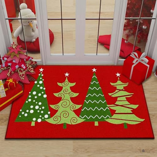 FatrouGirl Weihnachtsteppich Matten, Weihnachten Home Tür Fußmatten, Gedruckt Teppich, rutschfeste Fußmatte Weihnachtsmuster, für Schlafzimmer, Flur Wohnzimmer Boden, Küche Badezimmer Teppich (E)