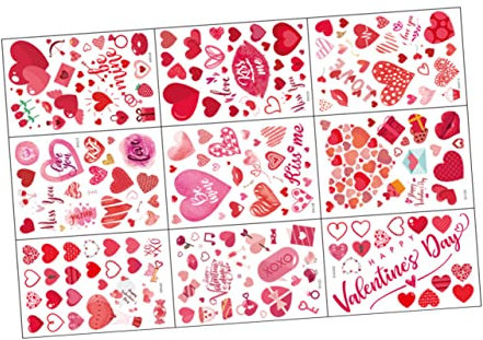 KITANDOVE 9blätter Valentinstag Fensteraufkleber Liebevolle Glasaufkleber Für Shopfenster Türen Und Wände Kreative Deko Für Romantische Anlässe